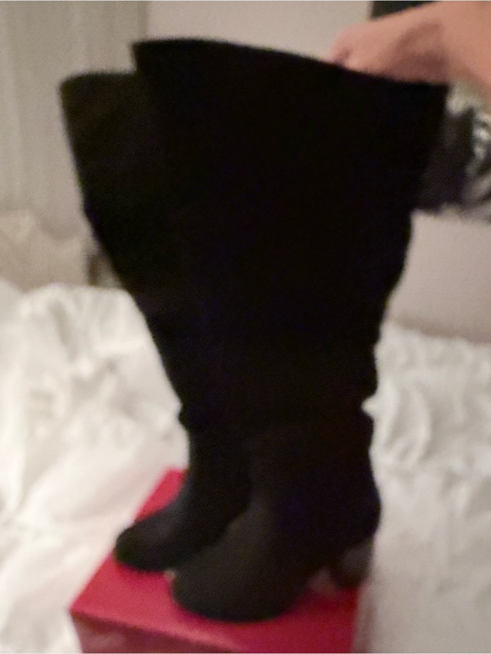 Journee Collection Black Over-the-Knee Block Heel Boots WC